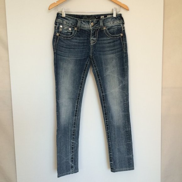 Miss Me Womens Skinny Jeans Sz 26 X 27 Light Distressed Low Rise JP5011S7 - Picture 2 of 13